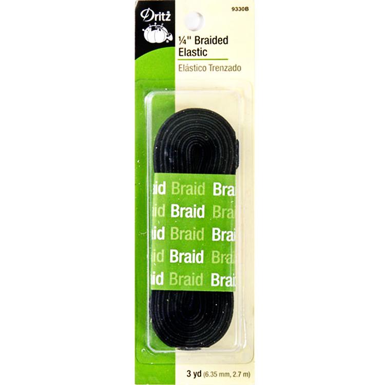 Braided Elastic 1/4\"x3yd Black 9330B Dritz#4