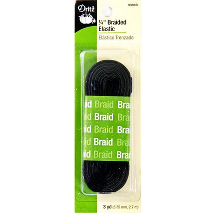 Braided Elastic 1/4\"x3yd Black 9330B Dritz#4