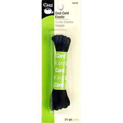 Oval Cord Elastic 2Ã?½yd Black 9341B Dritz#4