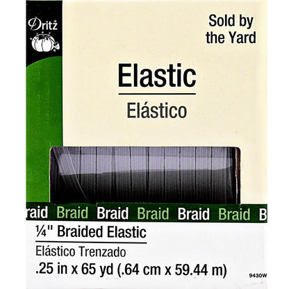 Braided Elastic 1/4\" White 9430W Dritz#65
