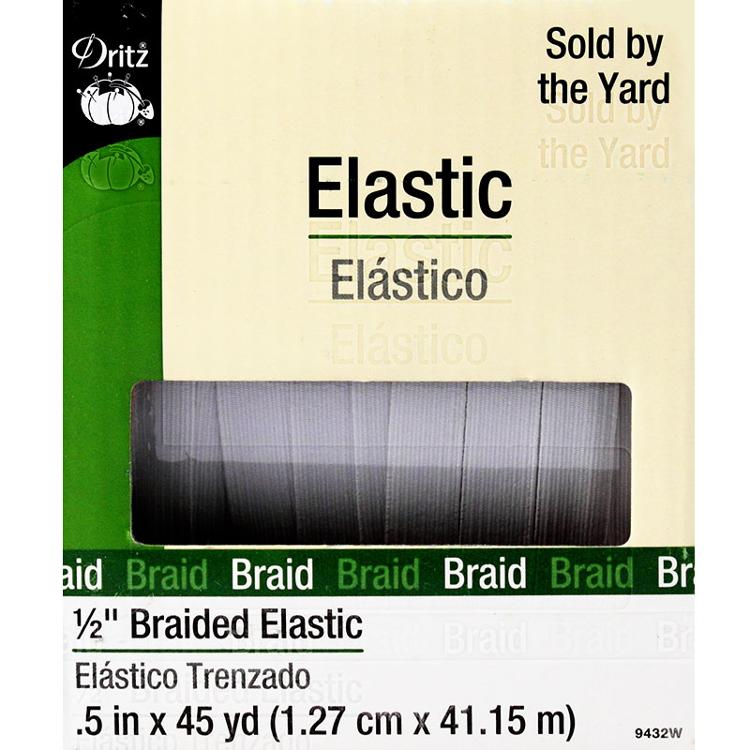 Braided Elastic 1/2\" White 9432W Dritz#45