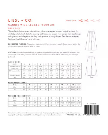 Cannes Wide Legged Trousers pattern