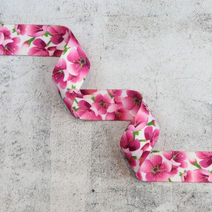 1-1/2" Pink Petals Seatbelt Webbing