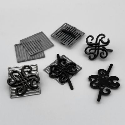 Signature Scroll Motif Metal Bag Tag -Gunmetal