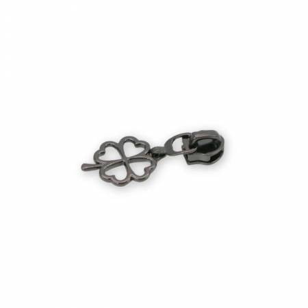 #5 Four-leaf Clover Zipper Pull Gunmetal