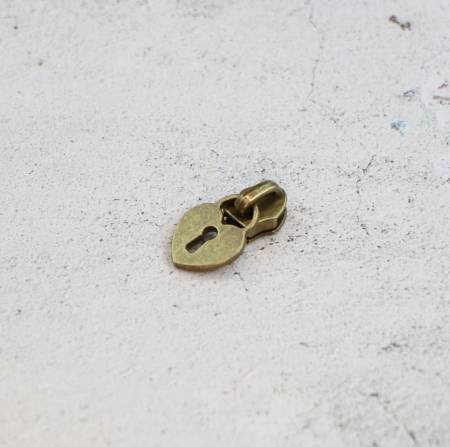 Four 5 Heart Padlock Zipper Pulls Antique