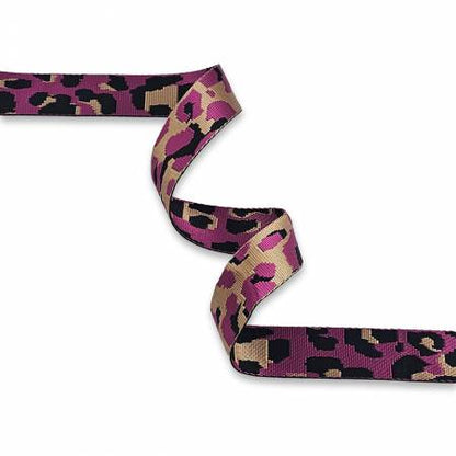 Leopard Violet Rose Webbing 1-1/2in x 3 yd