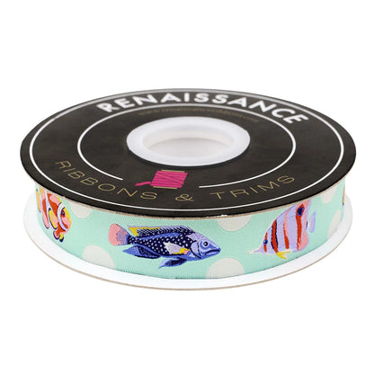 Floral Reef- School Crossing in Marine - 1" Ribbon by Tula Pink