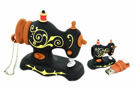 USB Flash Drive Black Antique Sewing Machine 2GB