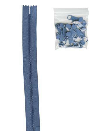 4 yards of 16mm #4.5 Zipper Chain and 16 Ex-Large Country Blue