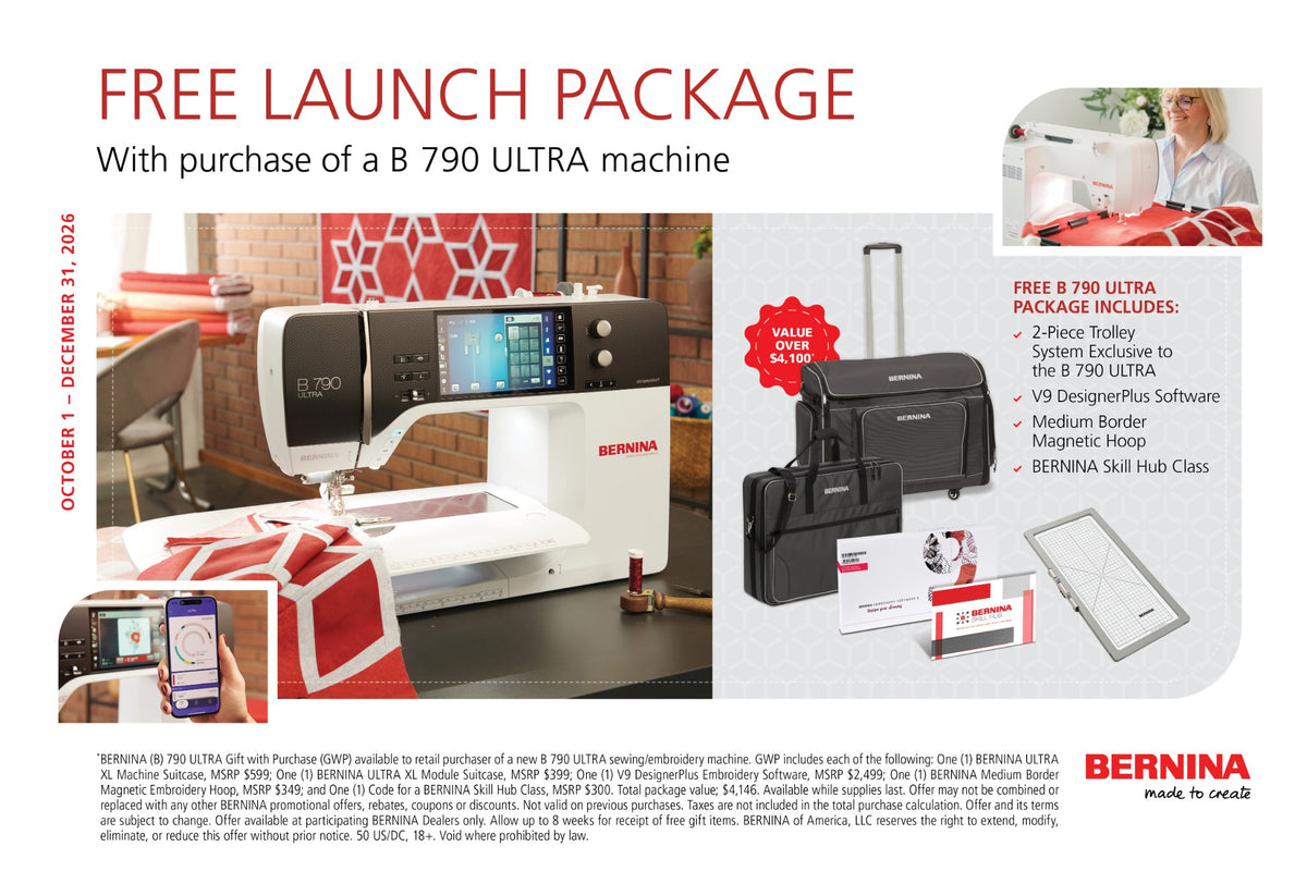 BERNINA B 790 ULTRA free launch package offer, October 1 through December 31, 2026
