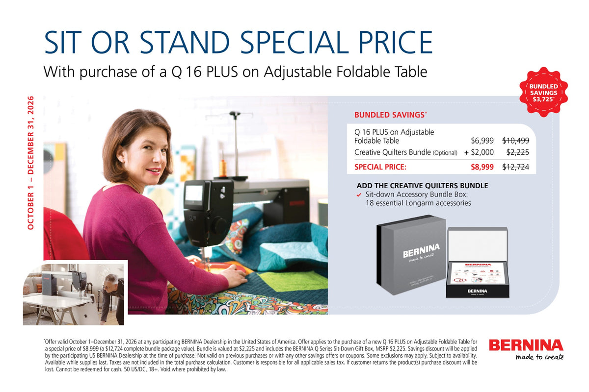 BERNINA Q 16 PLUS special price, October 1 through December 31, 2026