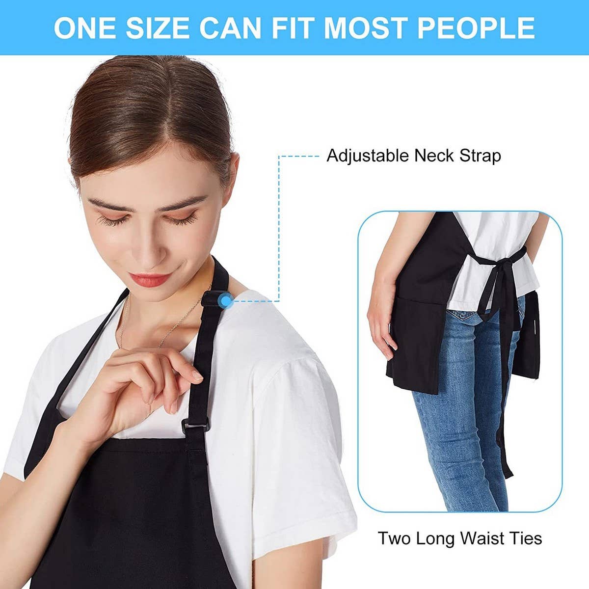 CWMM1822_Neckline Solid Color Pocket Work Apron
