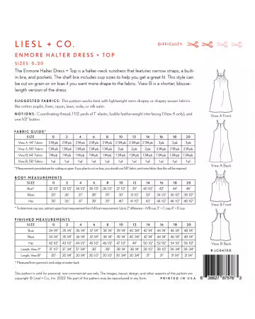 Enmore Halter Dress and Top pattern by Liesl & Co.