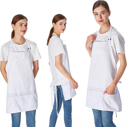 CWMM1822_Neckline Solid Color Pocket Work Apron