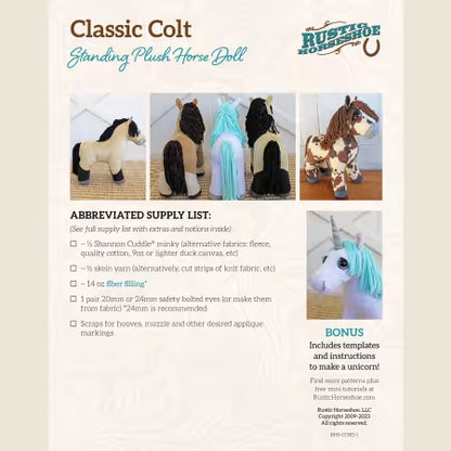 Classic Colt Standing Plush Horse Doll Pattern