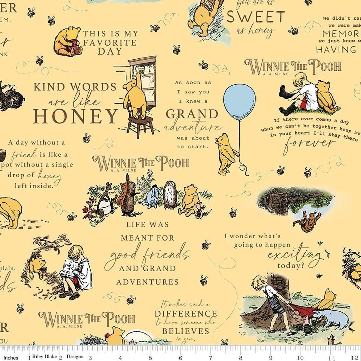 Quotes Yellow- Winnie the Pooh Flannel