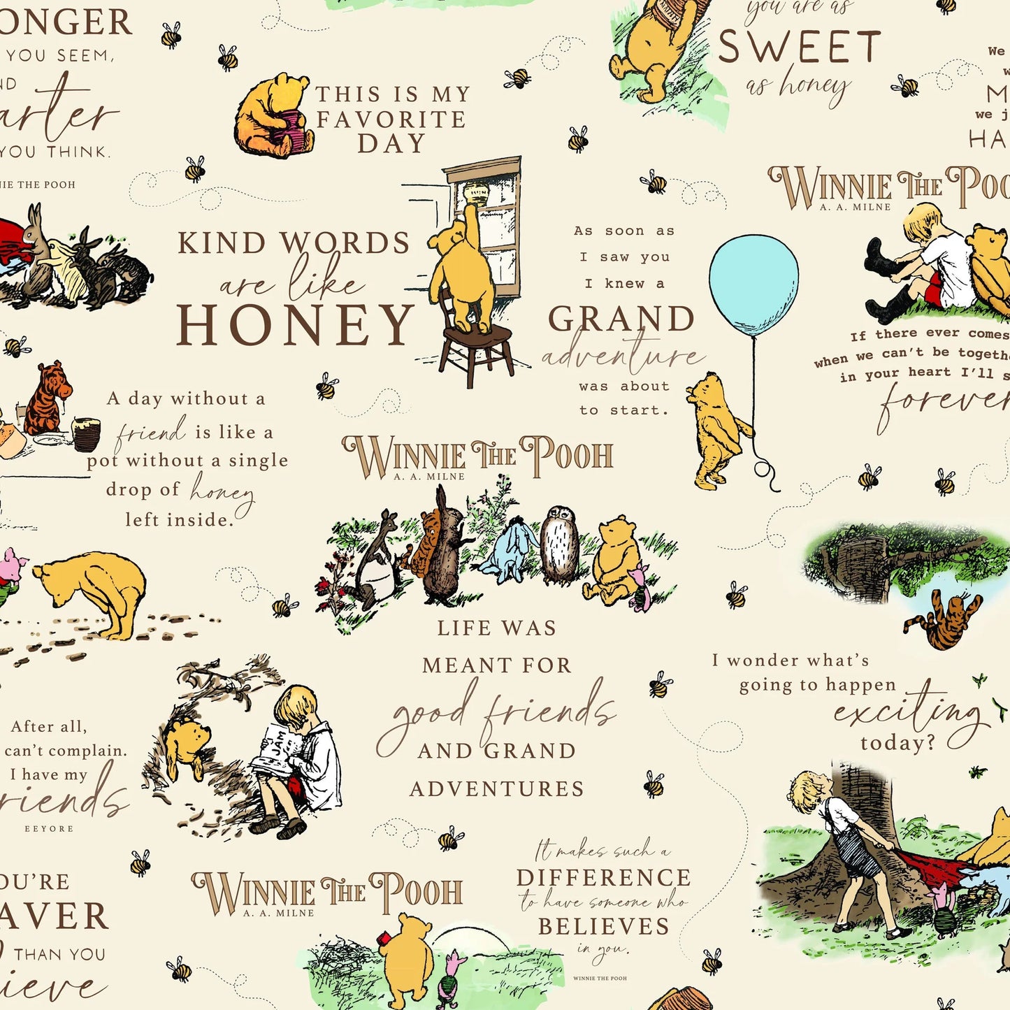 Quotes Cream- Winnie the Pooh Flannel