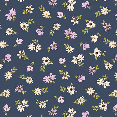 Floral Toss Navy- Serendipity Linen