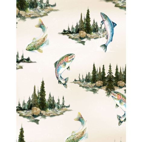 Lake Scenic with Fish Cream- Reeled In