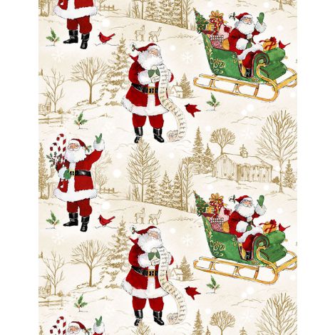 Scenic Toile and Santas Cream- The Jolly North