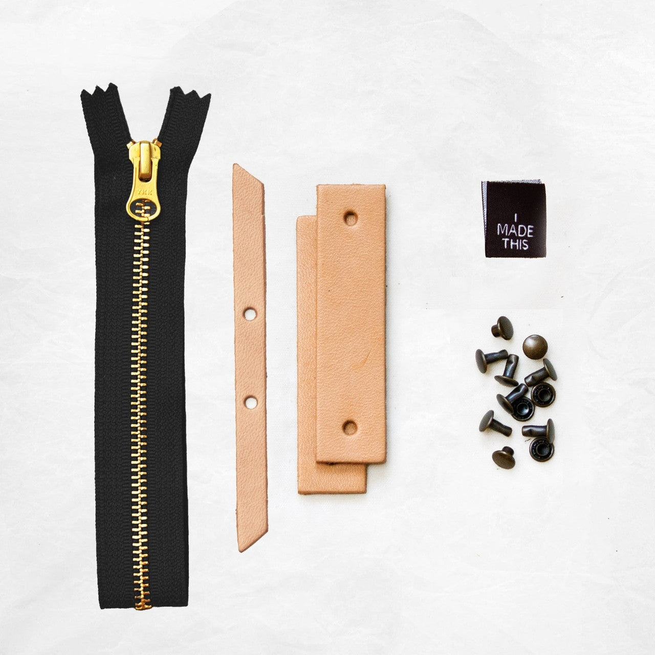 Woodland Dopp kit- Leather & Hardware Tan/Antique Brass Kit