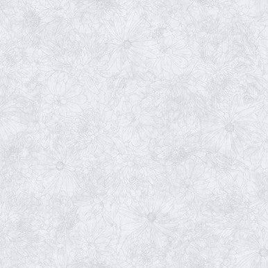 Pale Grey Fine Line Floral 108" Wide