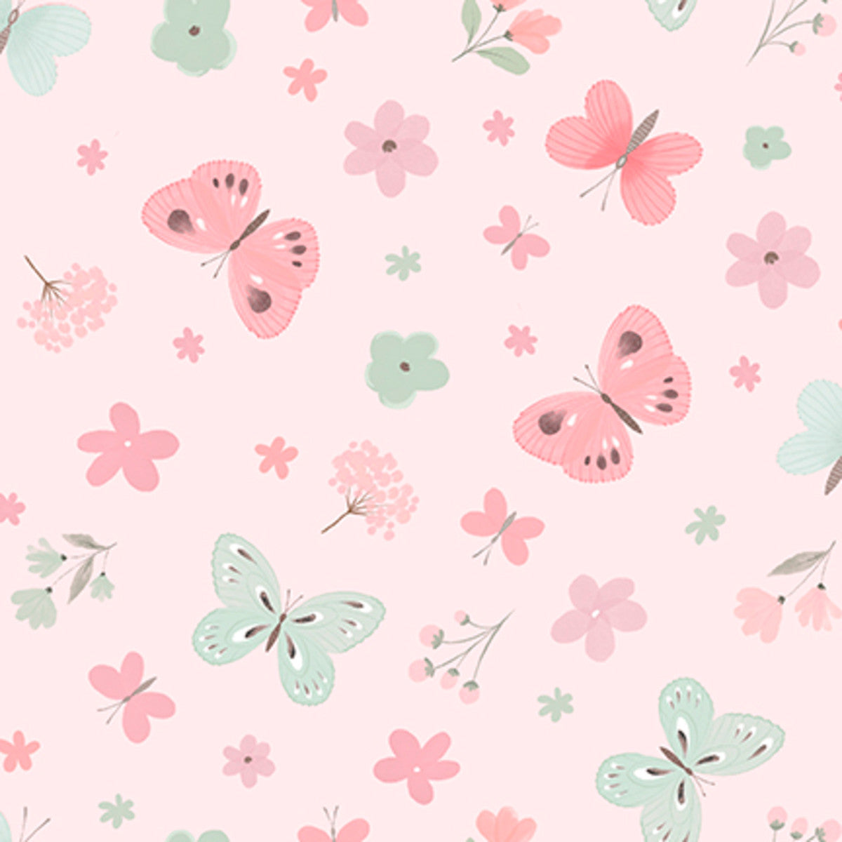 Pink Butterfly Kisses- Sweet Woodland Minky