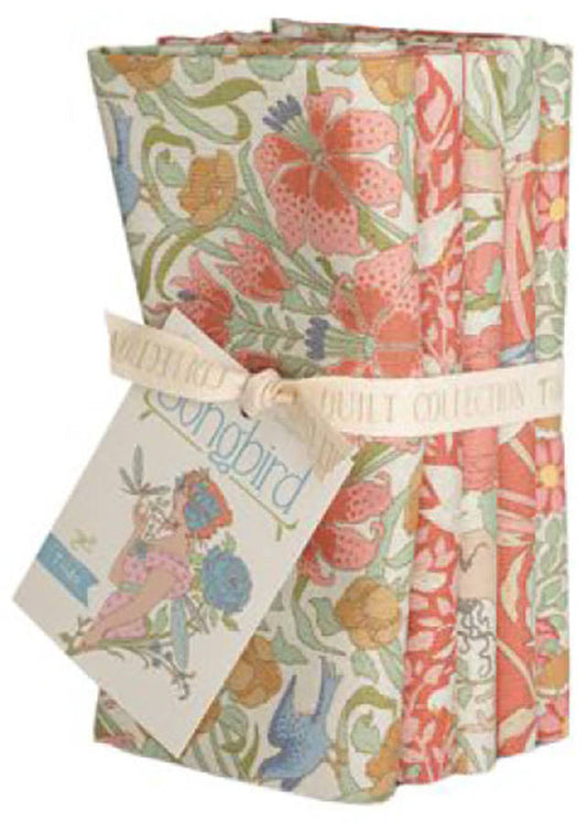 Tilda Songbird Coral Fat Quarter Bundle- 5 FQ