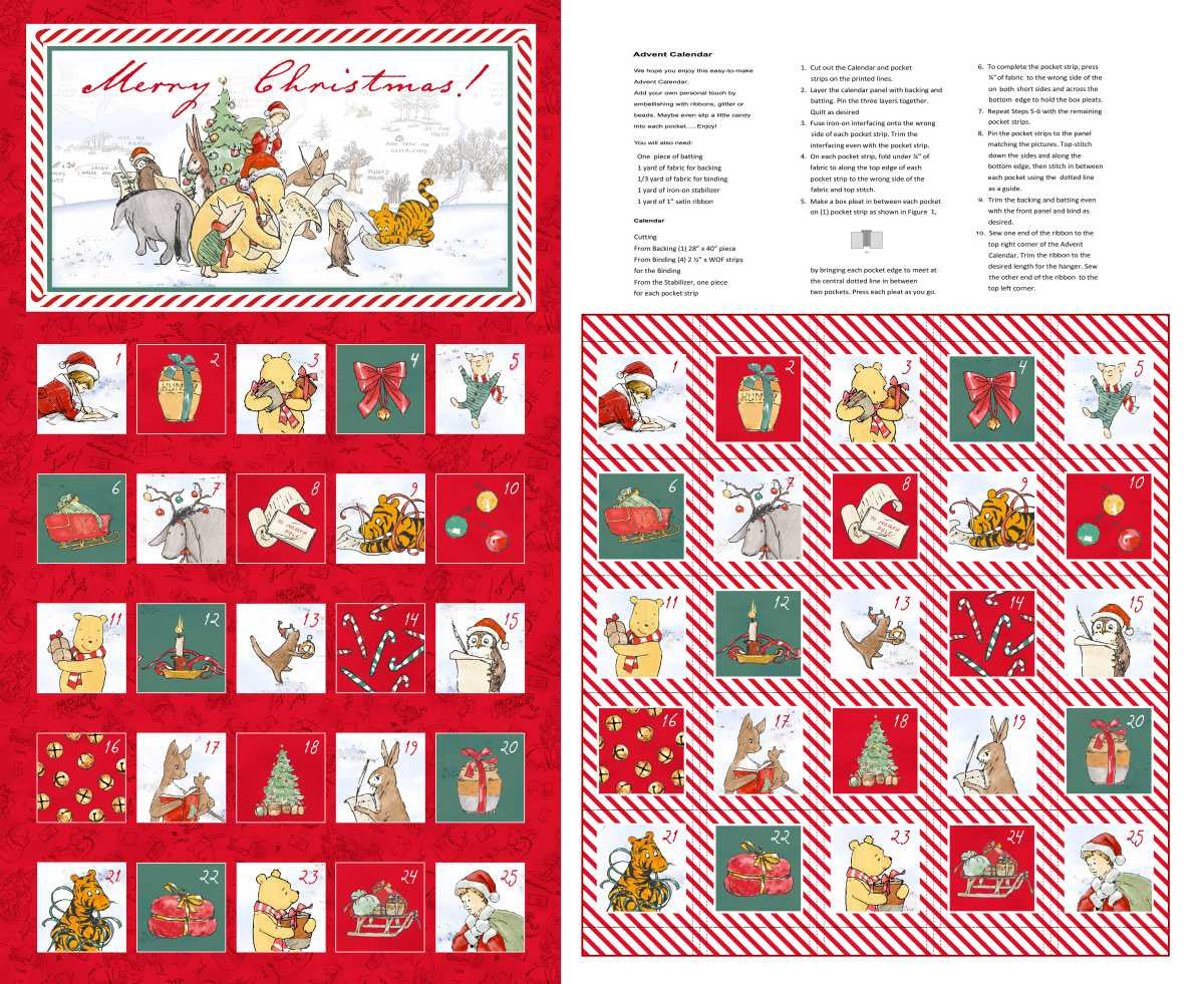 Advent Calendar Red Panel- Christmas at Pooh Corner