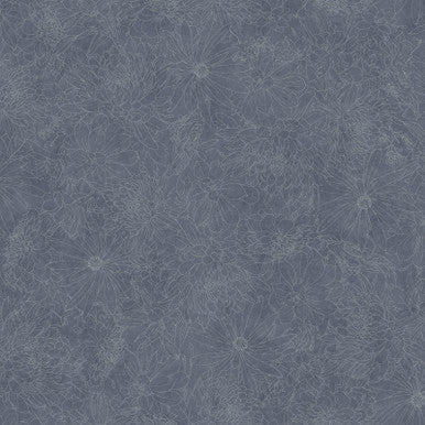 Medium Grey Fine Line Floral 108" Wide