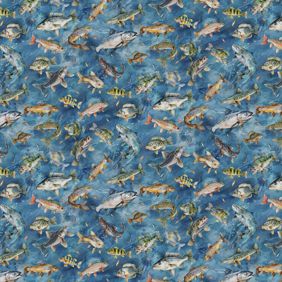 Fish Allover Navy- Rise and Cast