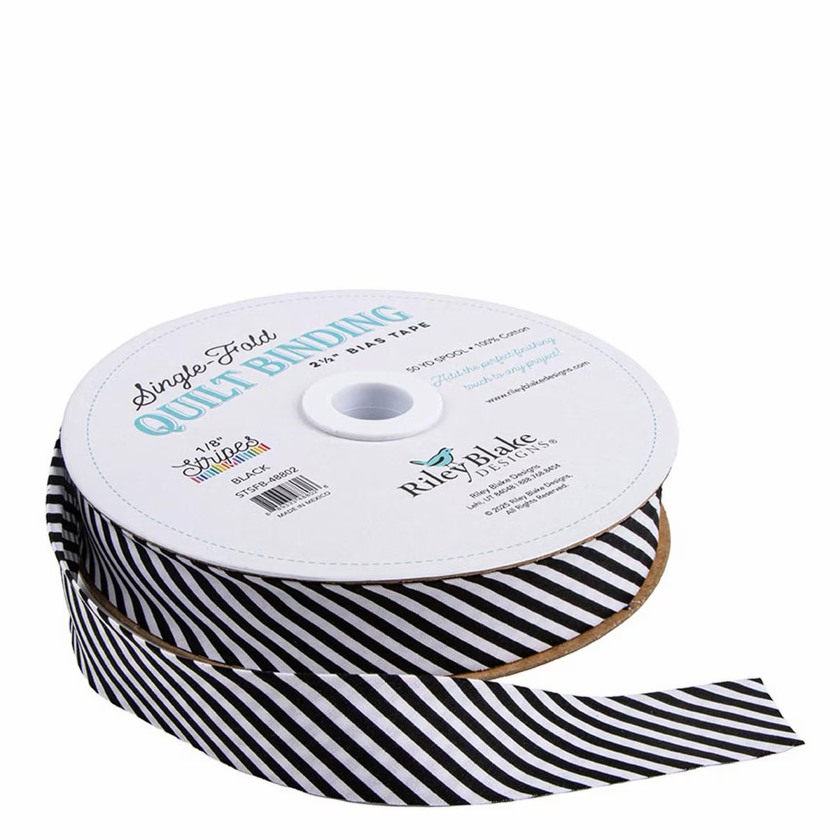 Single-Fold Quilt Binding 1/8" Stripe Black