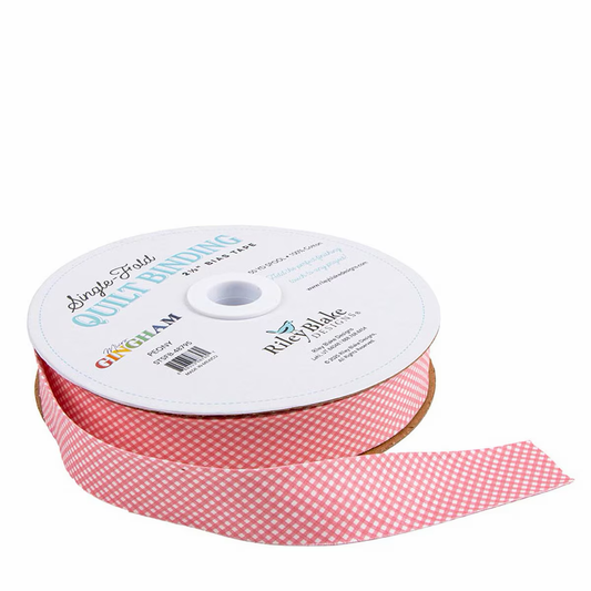 Single Fold Quilt Binding- Micro Gingham Peony