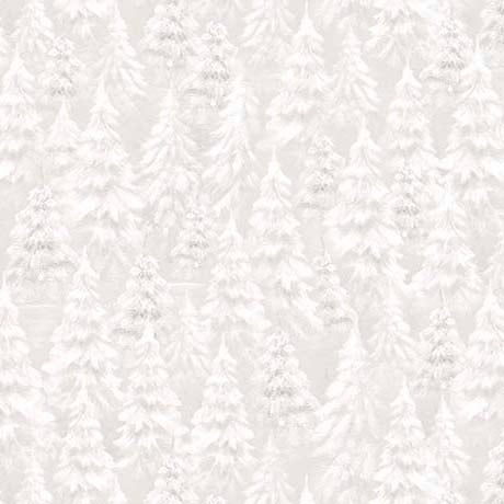 Pale Gray Snowy Trees- Woodland Wonder Flannel