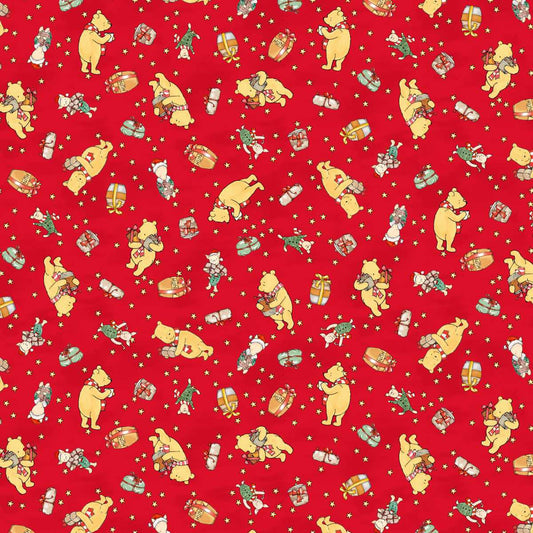 Red Bear and Bundles- Christmas at Pooh Corner Minky