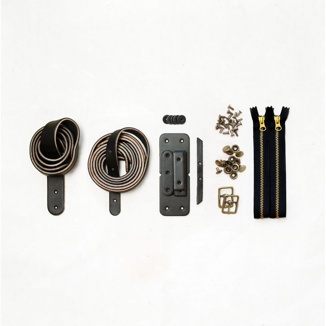 The Slabtown Back Pack Hardware Set- Black Leather/Antique Brass