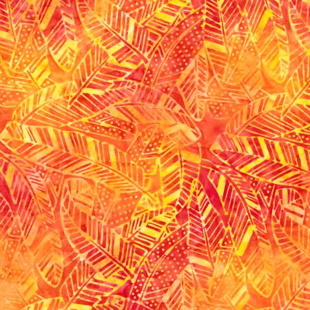 Red/Orange Feathers Batik- Technicolor