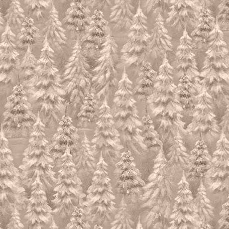 Tan Snowy Trees- Woodland Wonder Flannel