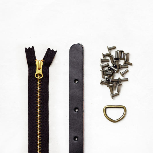 Maywood Totepack Black Leather + Antique Brass Hardware Kit