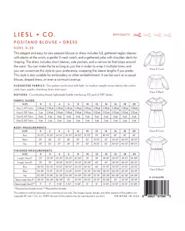 Positano Blouse + Dress Pattern