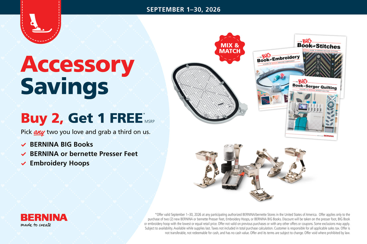 Buy 2 get 1 free Bernina accessories